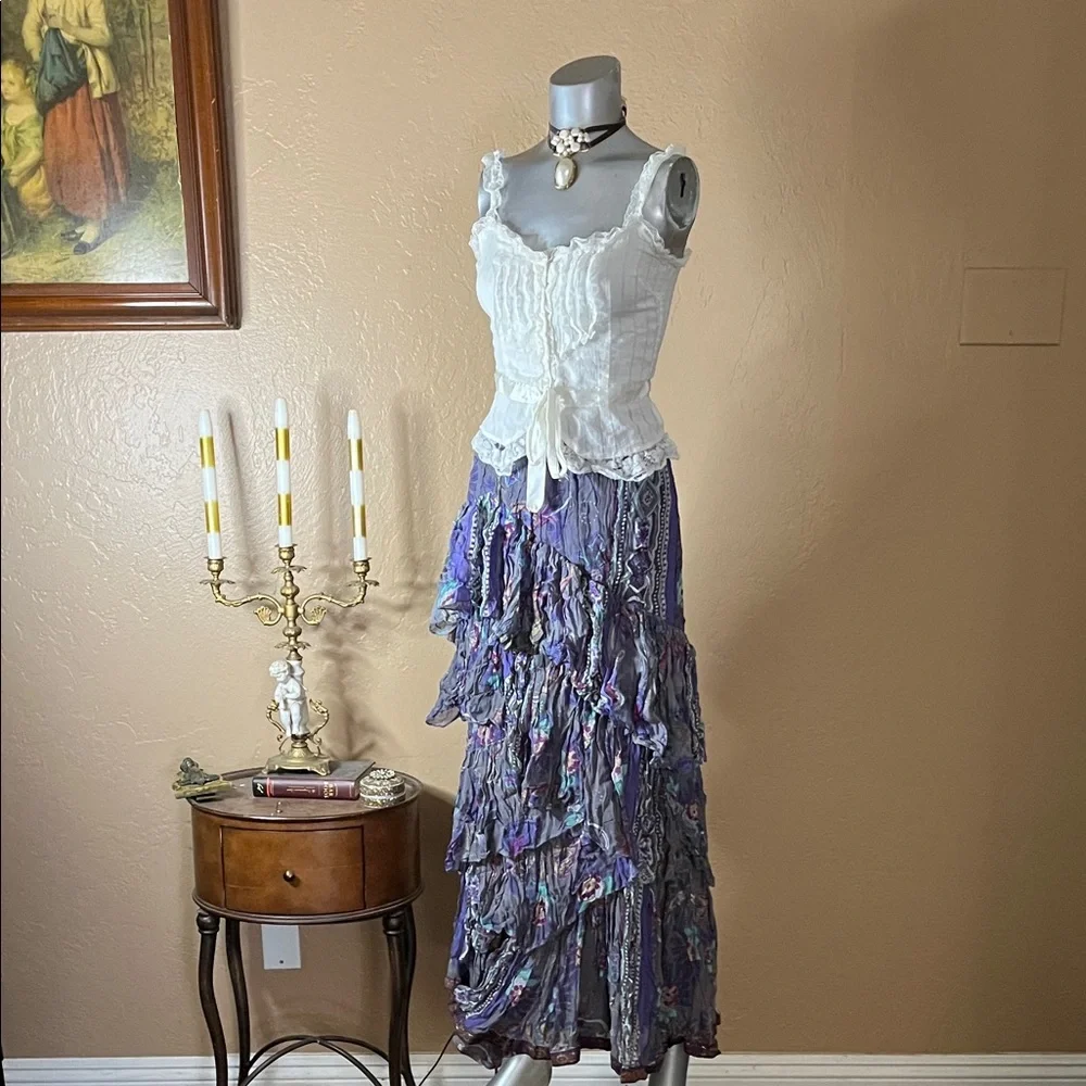 ANU Boho Purple Ruffled Maxi Skirt. Sz XL - Picture 3 of 4